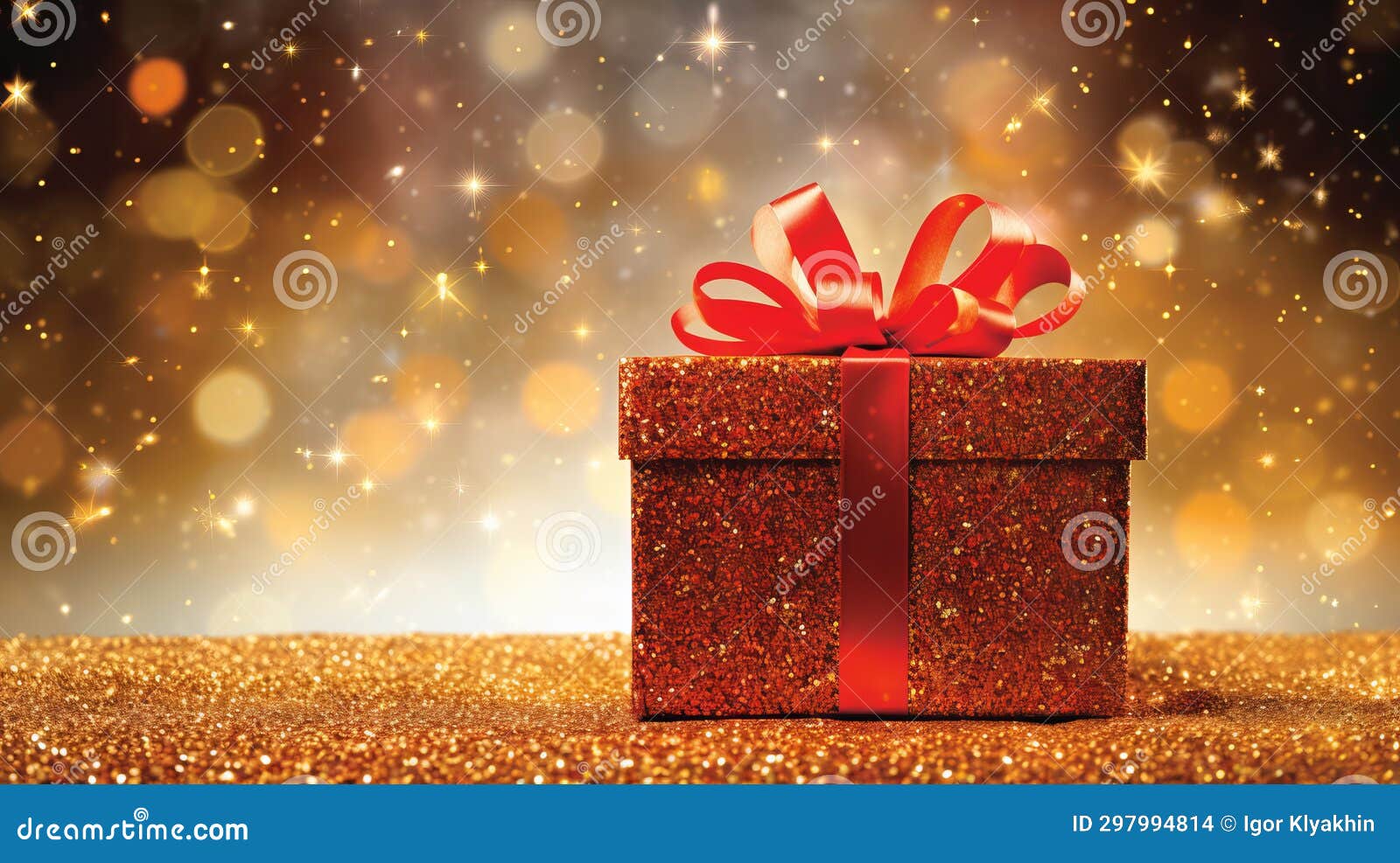 Elegantly Presented Gift Box with Sparkling Holiday Lights and Striking