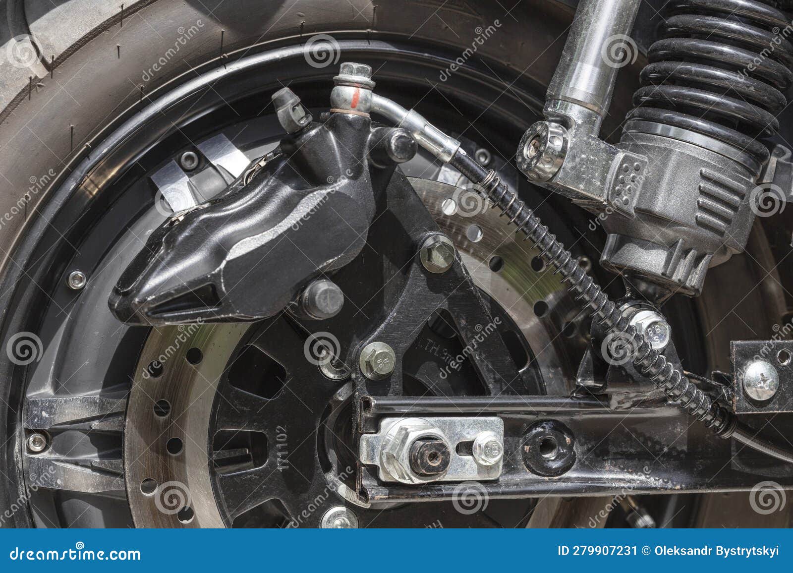 Elektrische Motorrad-Hinterradbremse Und Bremssattel Stockbild - Bild von  nahaufnahme, mechanisch: 279907231