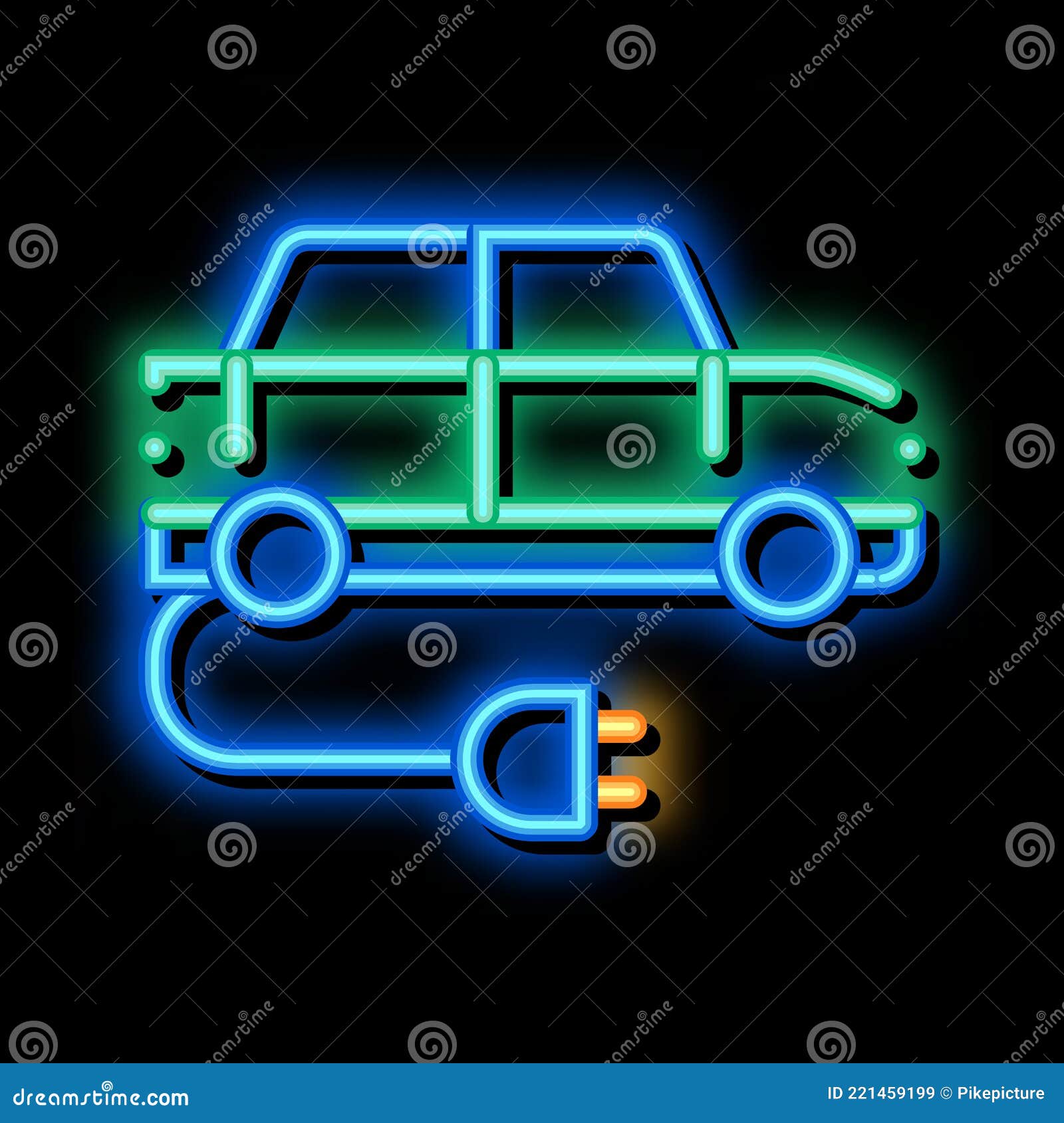 Elektroauto Ladebuchse Neon Glühen Icon Illustration Vektor