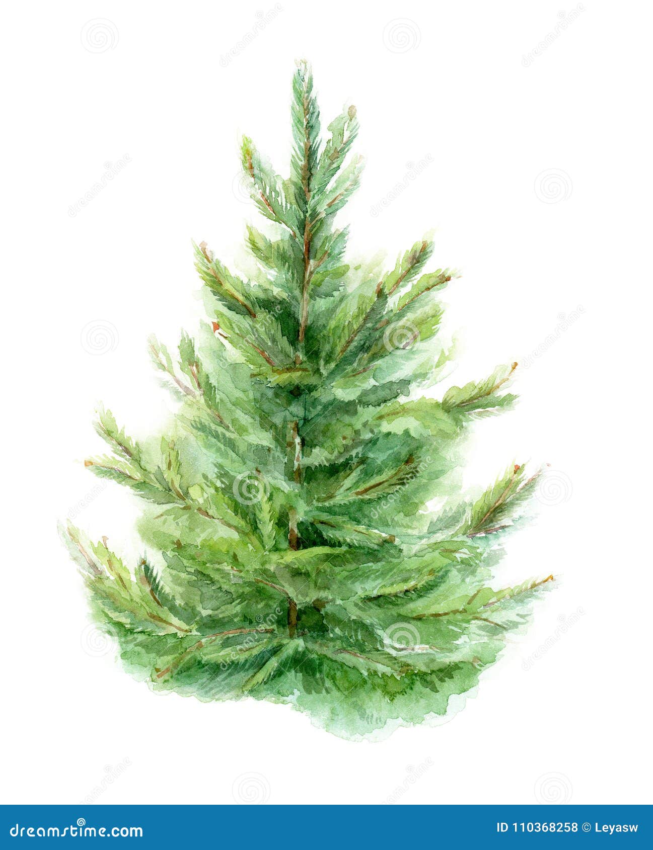  of watercolor fir-tree  for cards, posters, christmas cards.  background.