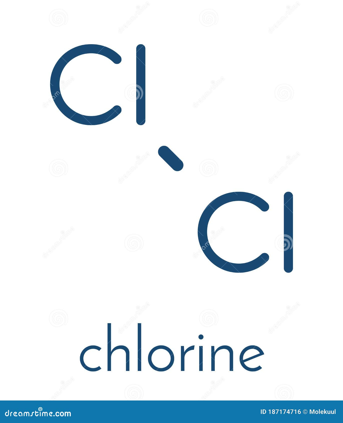 Elemental Chlorine Cl2. Skeletal Formula. Stock Vector Illustration