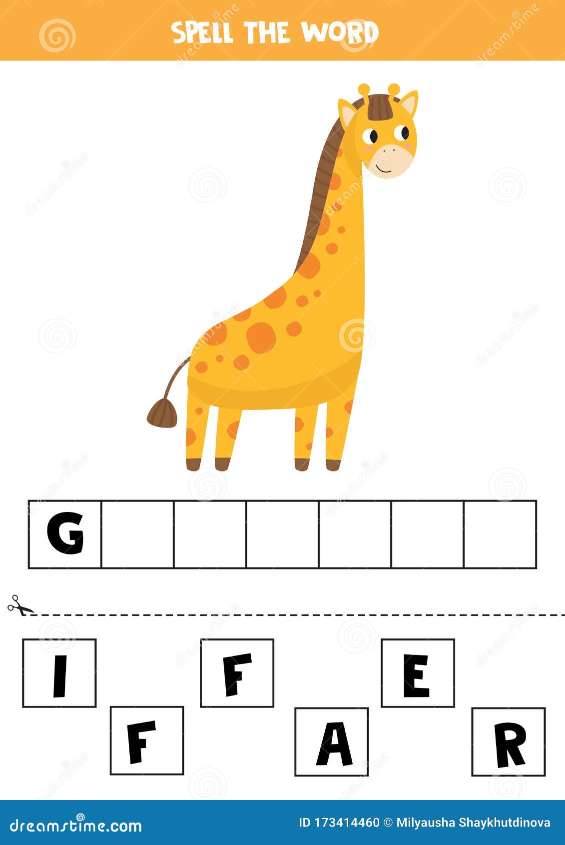 Elementary Crossword for Kids. Guess the Word Giraffe Stock Vector -  Illustration of african, guess: 173414460