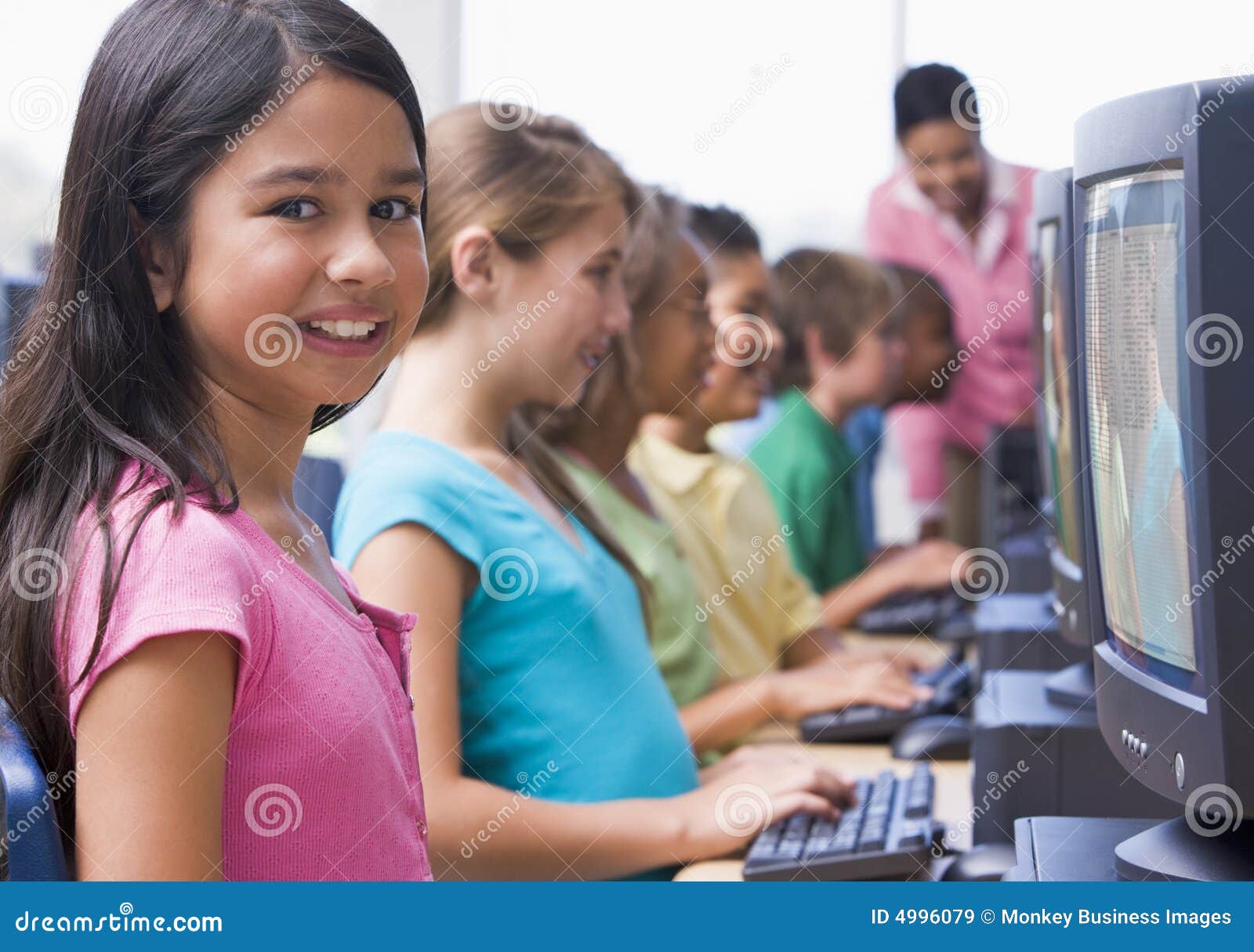 Elementary School Computer Class Stock Image Image of computer