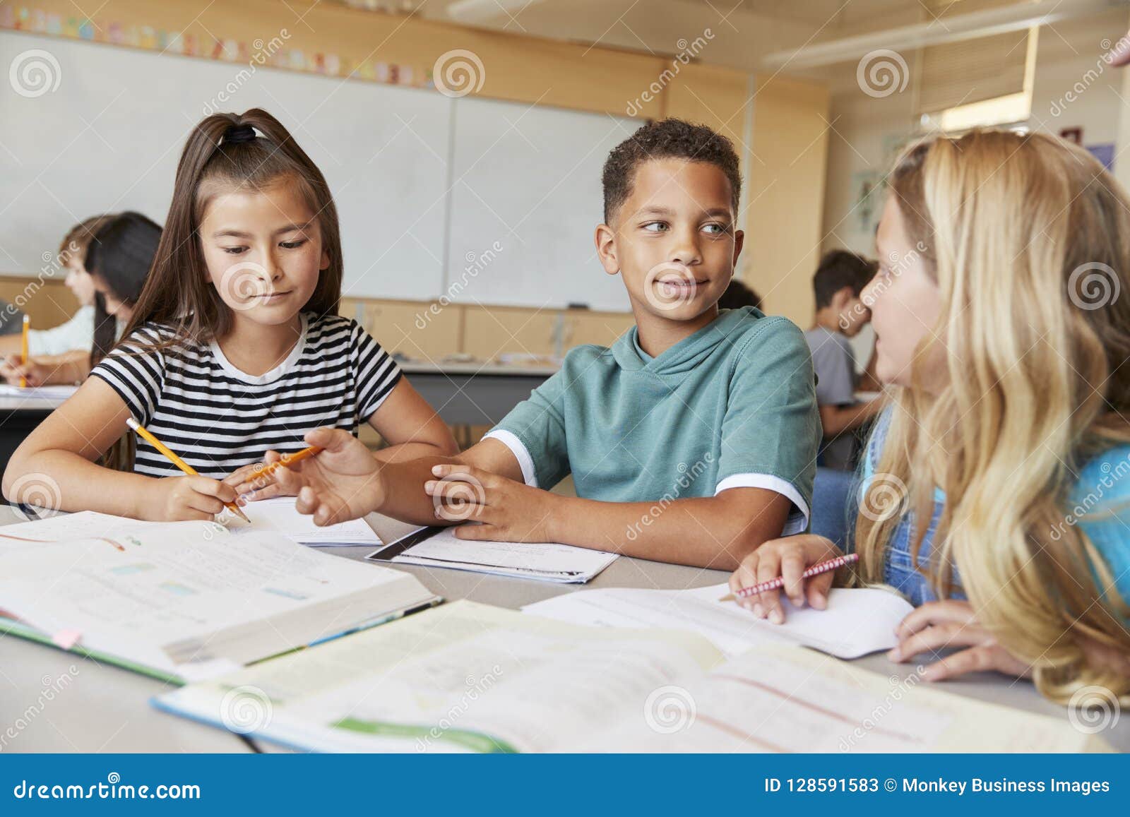 kids working in class