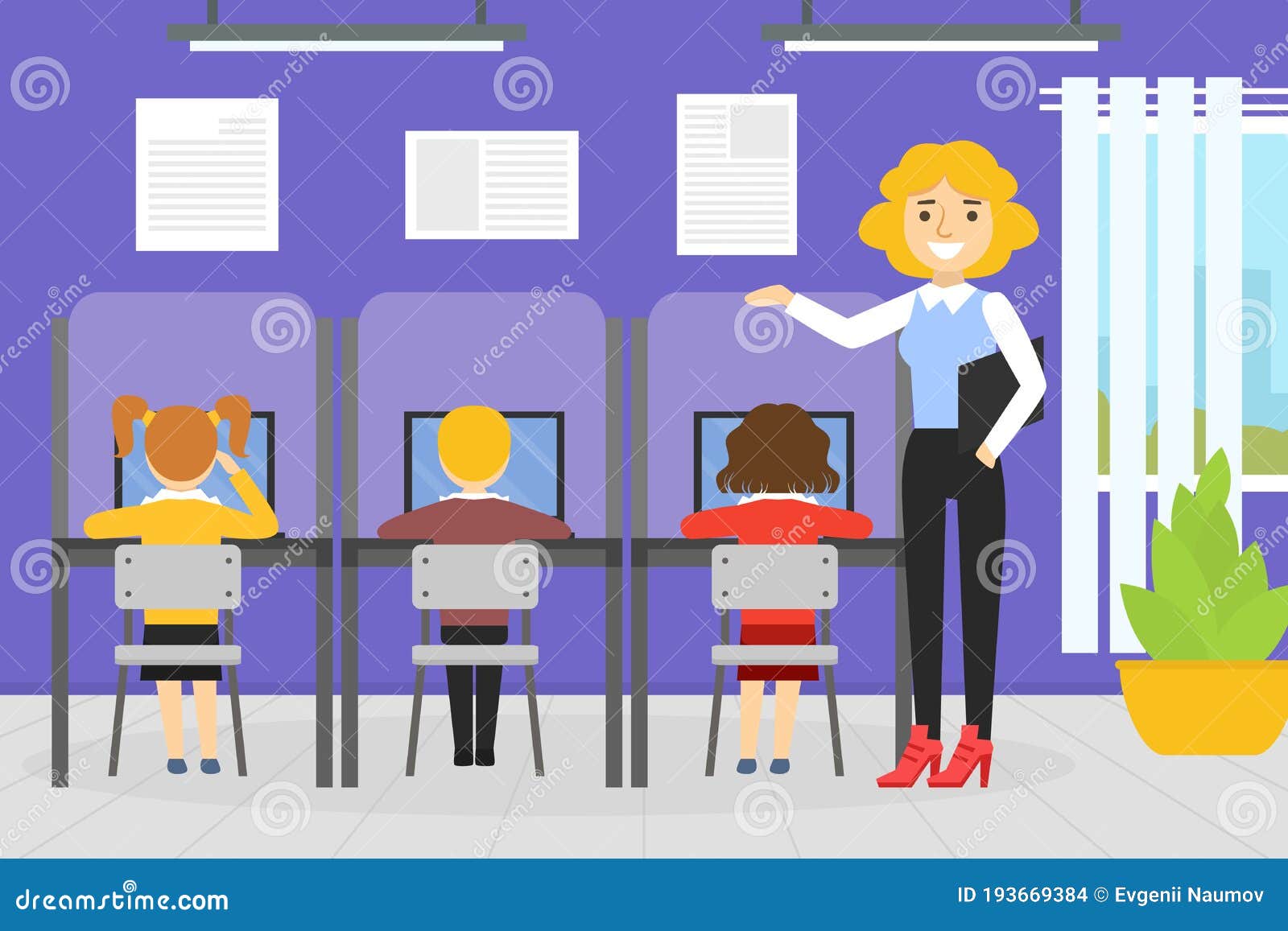 Elementary School Students Studying in Classroom, Teacher Explaining  Lesson, Education, Back To School Concept Cartoon Stock Vector -  Illustration of interior, children: 193669384
