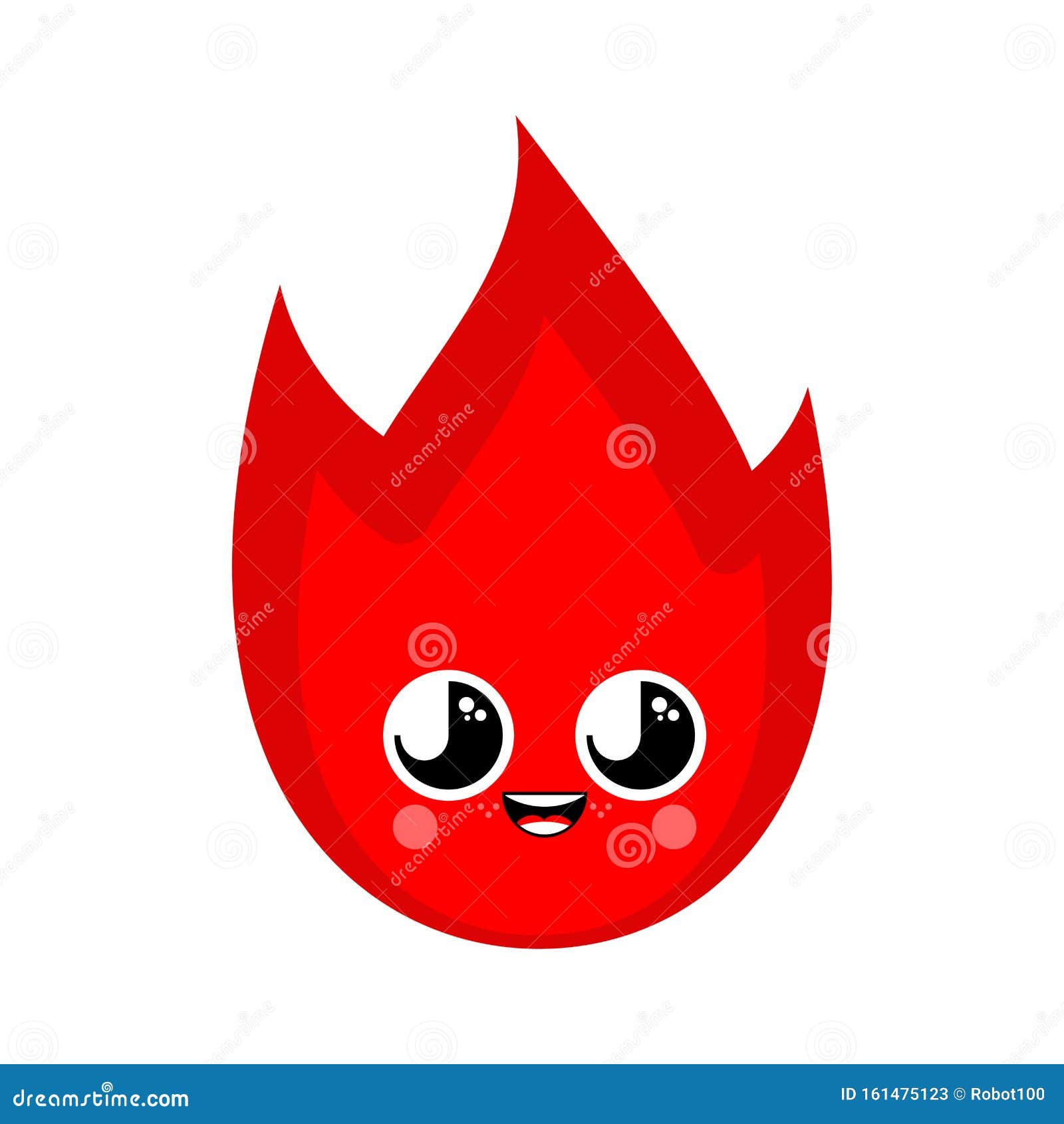 Pequeno design de personagem de desenho animado de fogo com estilo kawaii