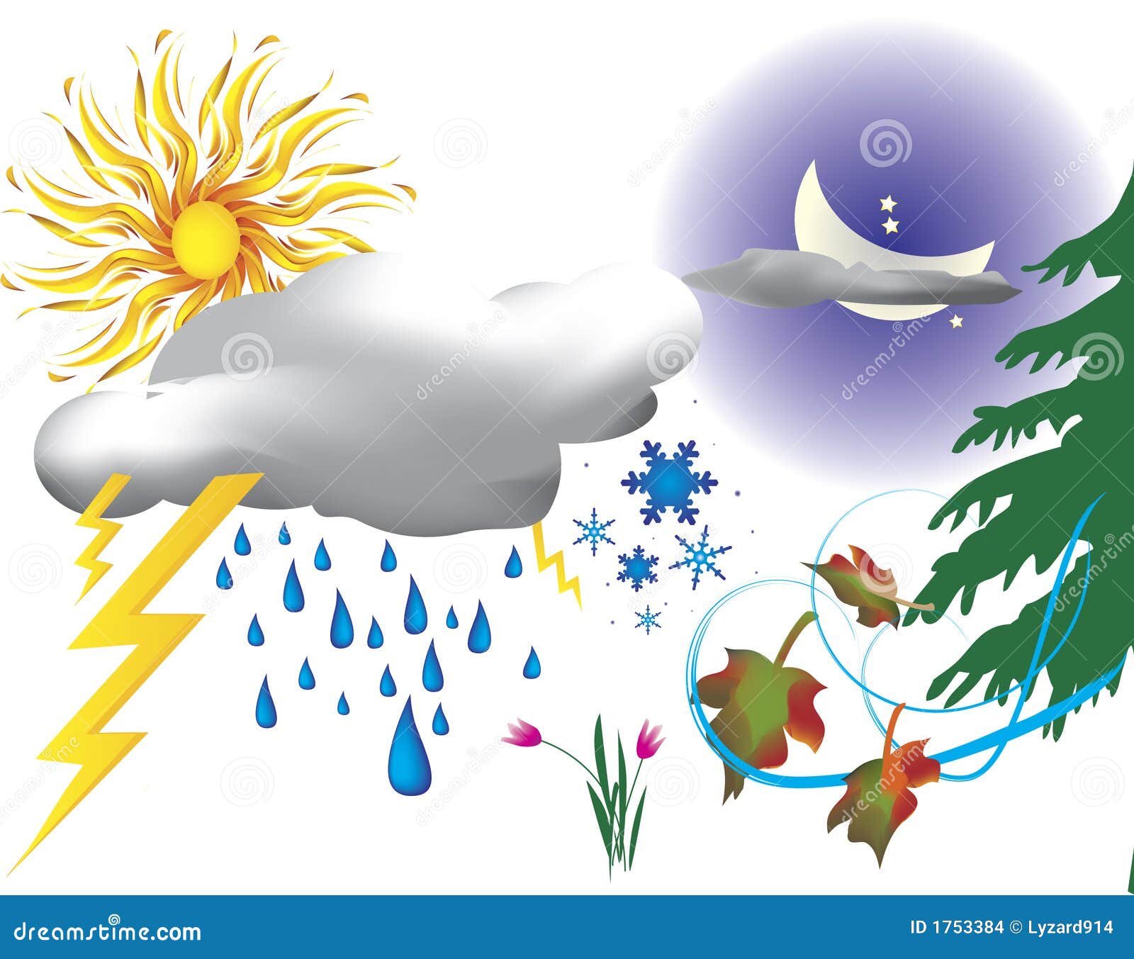 Elementos da natureza ilustração do vetor. Ilustração de tempestade