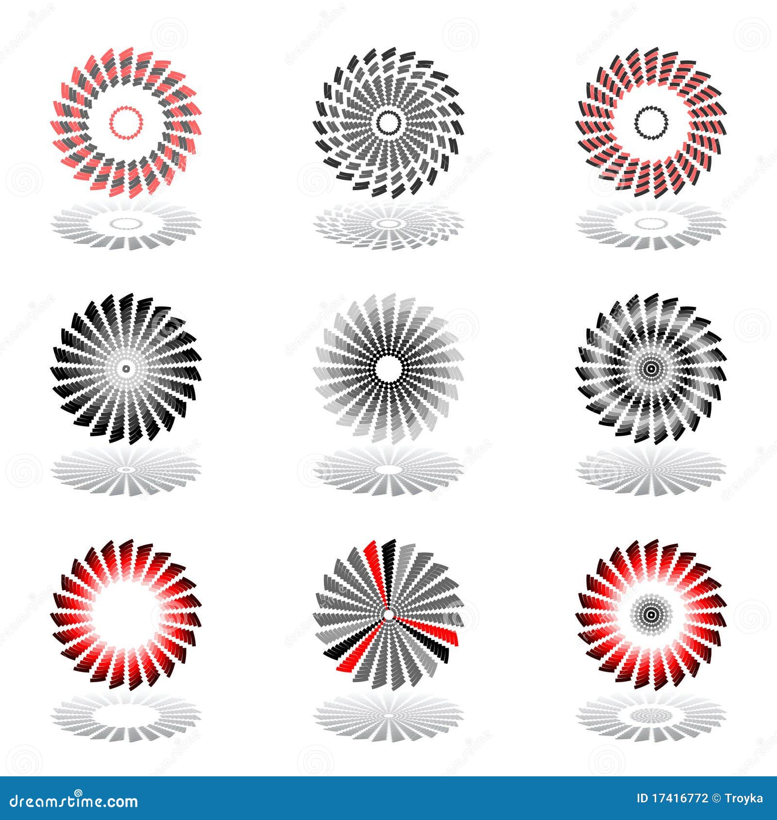 Elementos del diseño con el movimiento de rotación. Conjunto. Elementos del diseño con el movimiento de la parte radial de la rotación. Conjunto.