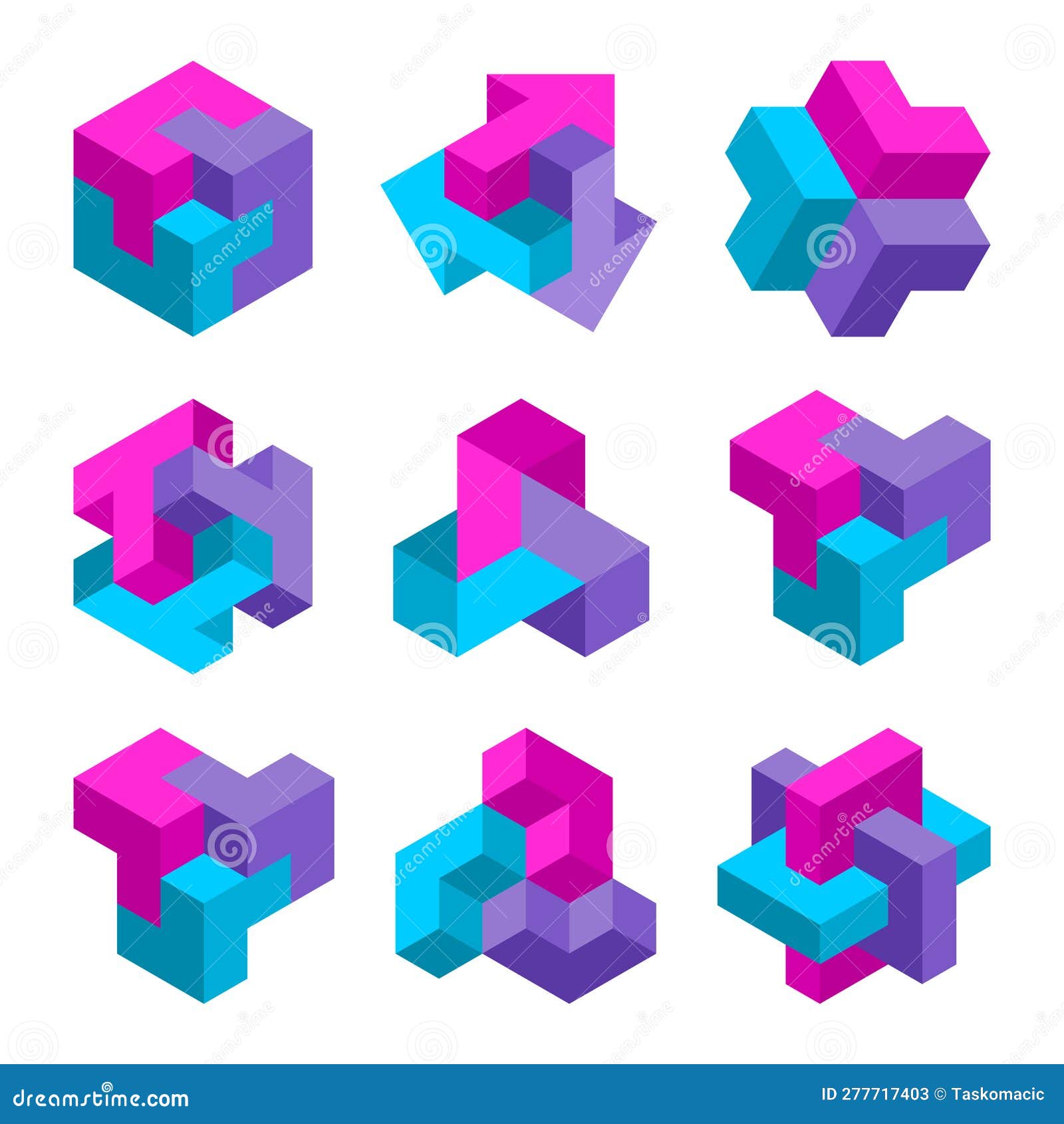Elementos Geométricos Coloridos Do Cubo. Grupo De Formas Gráficas 3d. Modelo  De Desenho Do Logótipo Isométrico. Ilustração do Vetor - Ilustração de  liga, caixa: 277717403