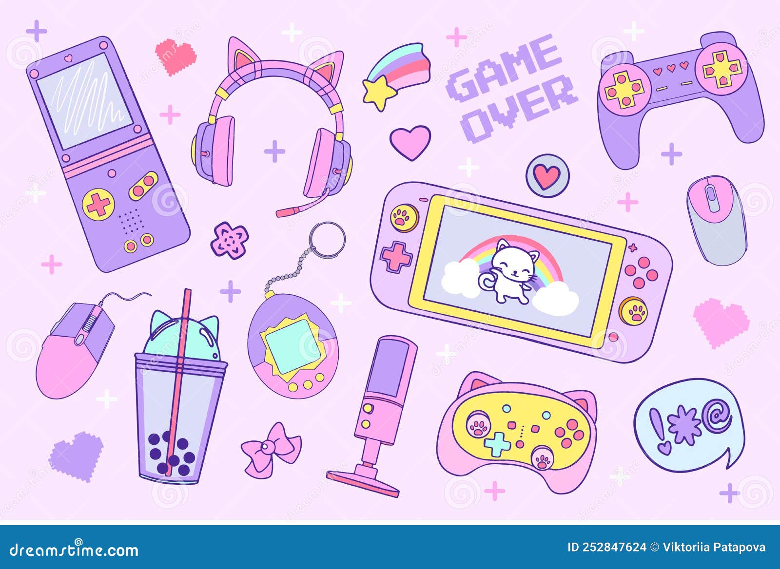 Material Das Meninas De Kawaii Ilustração do Vetor - Ilustração de fofofo, batom: 154076286