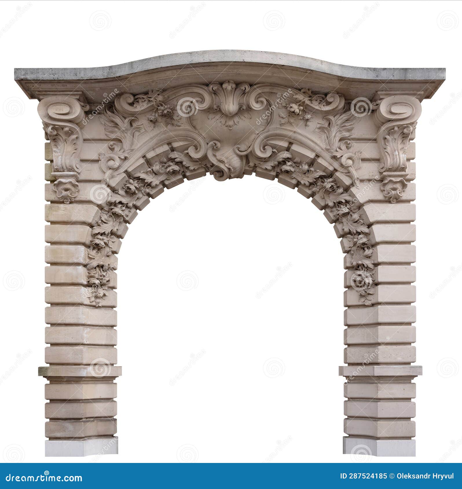 Elements of Architectural Decorations of Buildings. Old Arch Stock