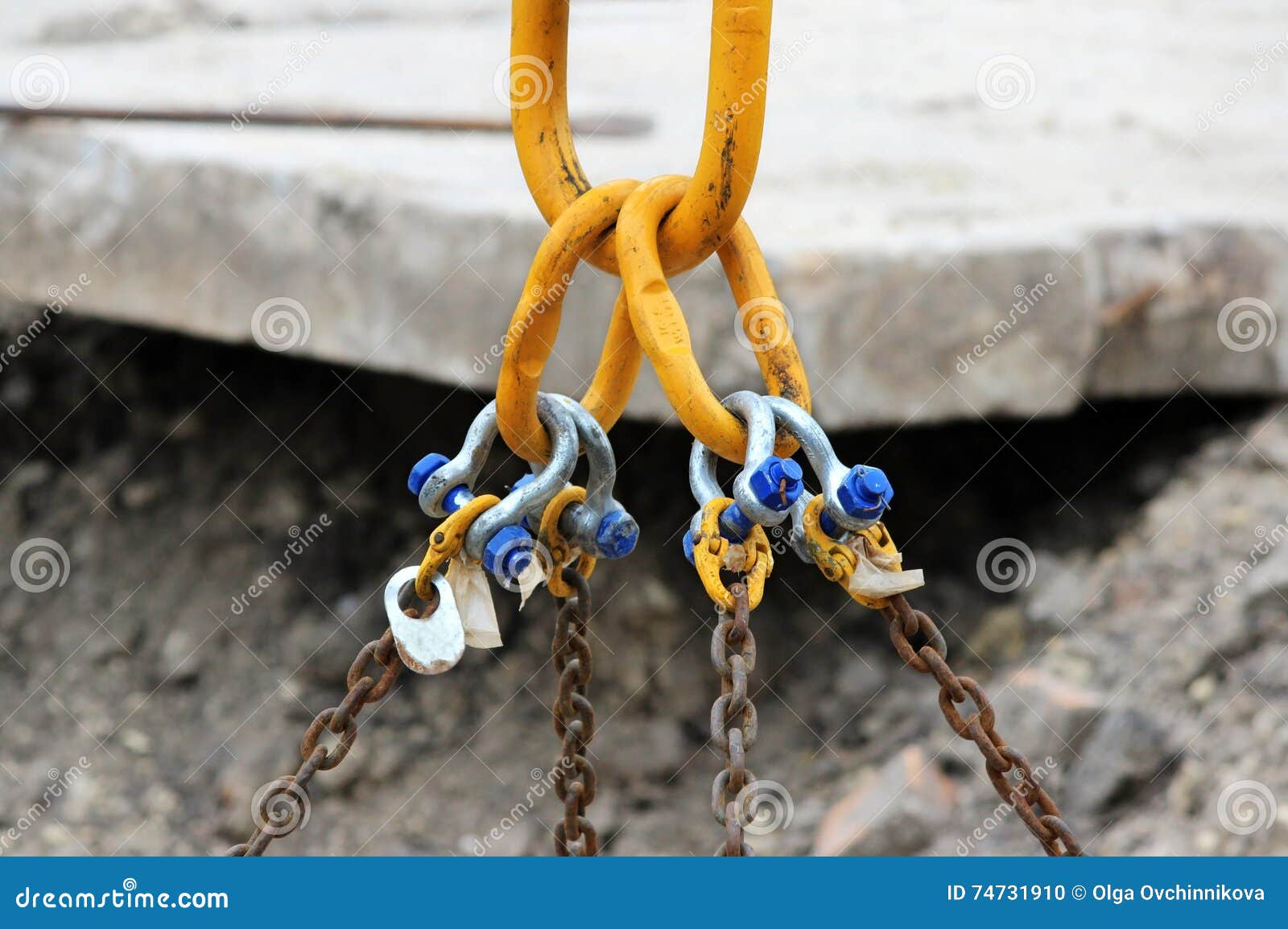 Elements of Crane Hook, Loop, Chain, Connecting Parts Stock Photo
