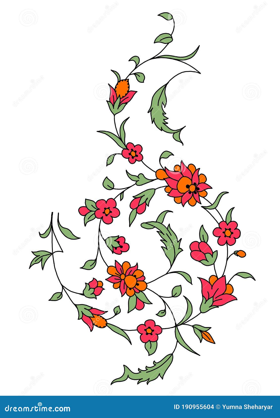 Elements of Design , Floral Isolated Line Art, Digital Art Work Stock