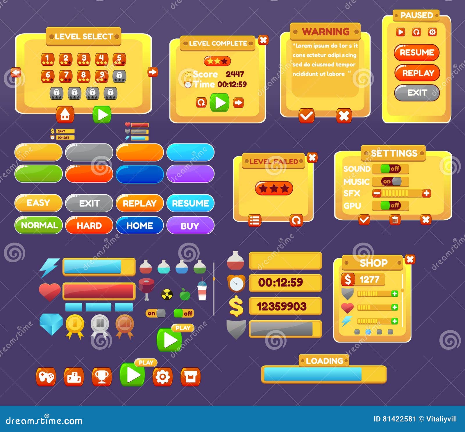 Vector design illustration for game ui , simple easy concept menu