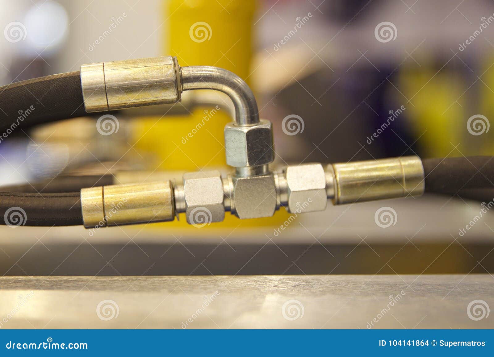 Elements Of Piping Connections Hydraulics And Pneumatics Stock Photo