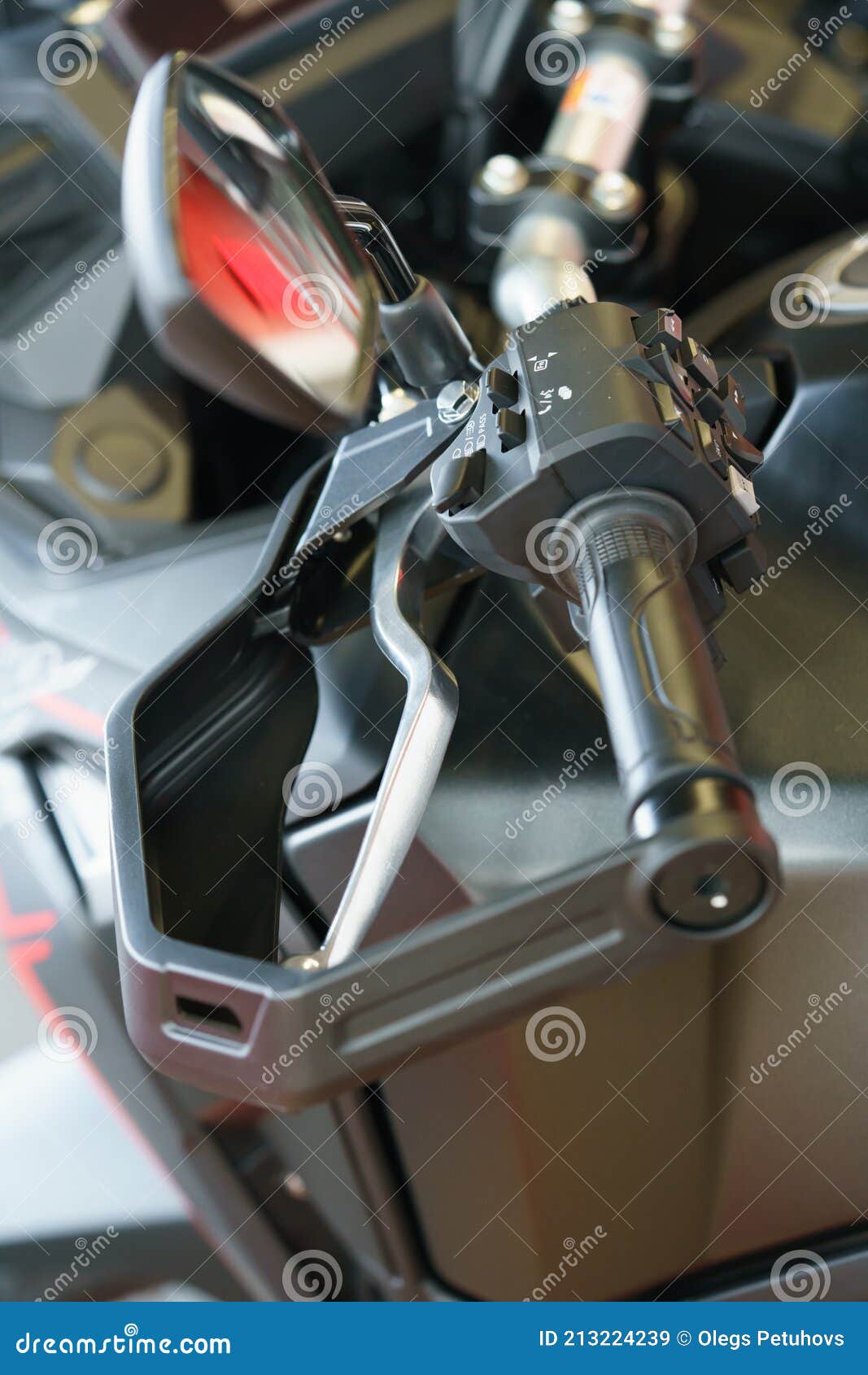 Elements of the Steering Wheel of a Motorcycle. Clutch Handle and