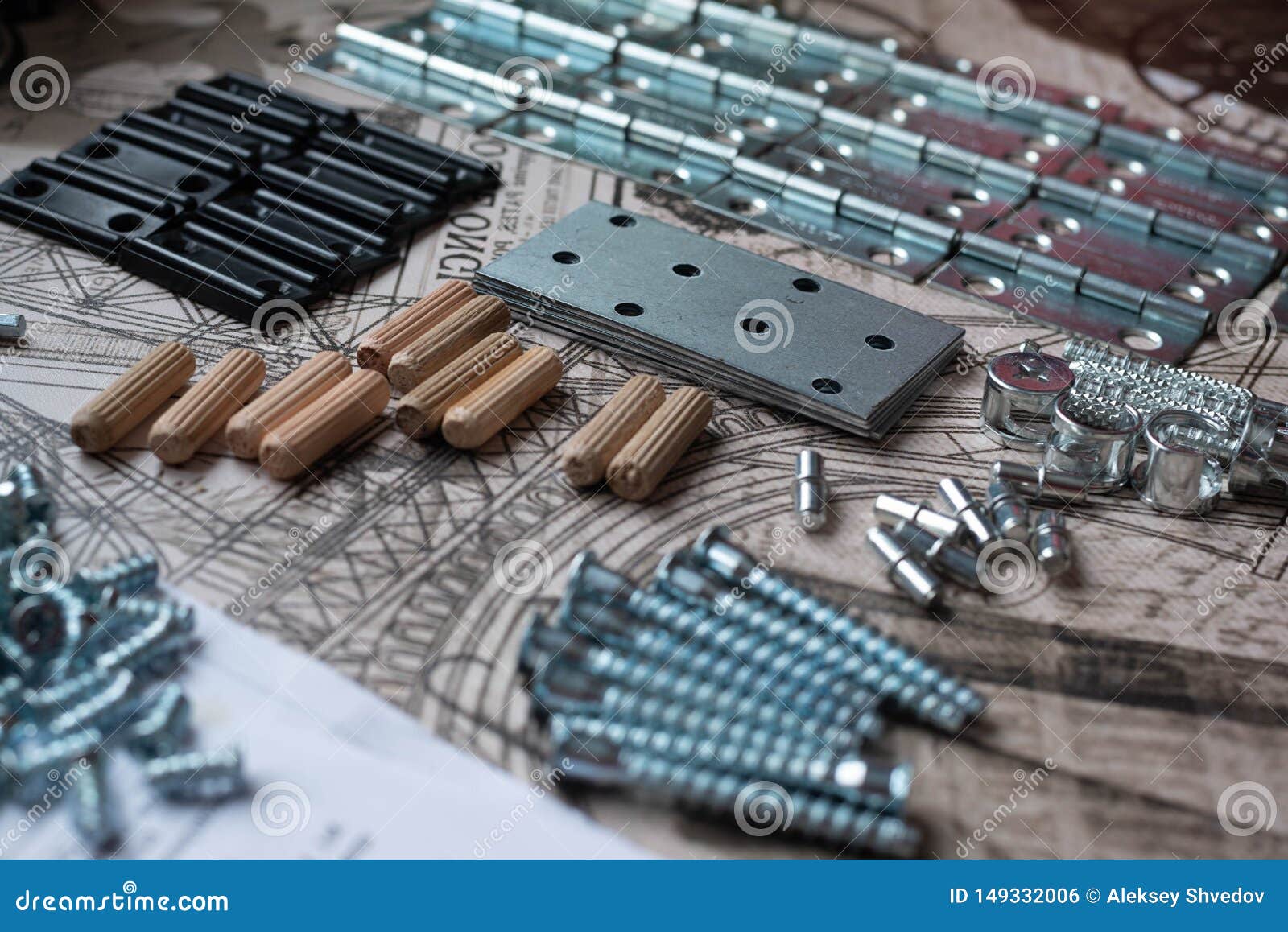 Elements And Tools For Furniture Assembly Stock Photo Image Of