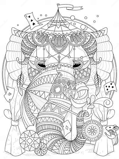 Elephant Adult Coloring Page Stock Illustration - Illustration of ...