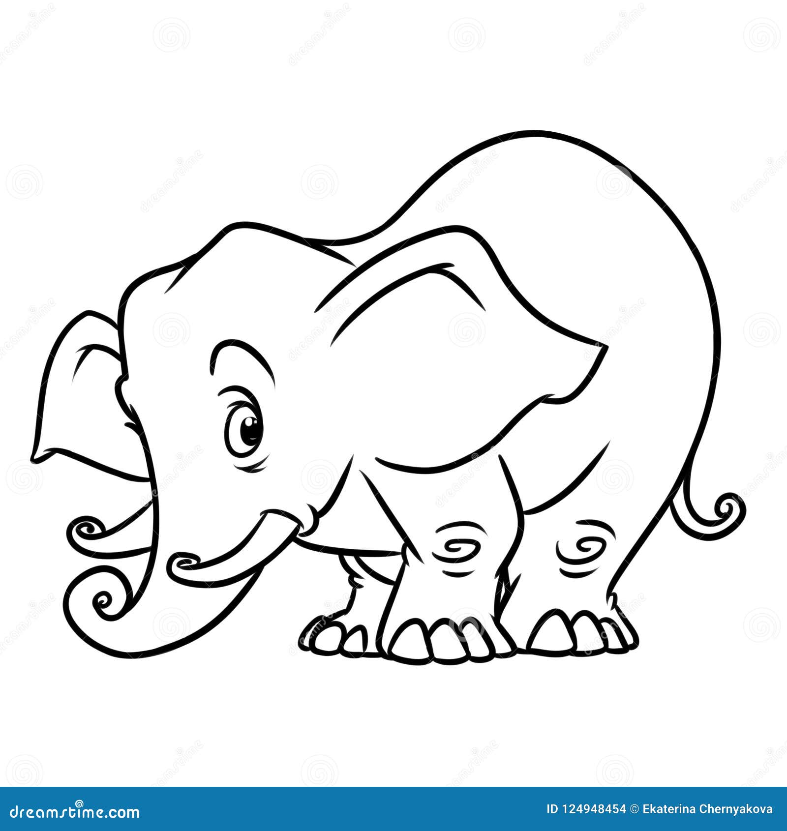 Elephant Animal Character Cartoon Coloring Page Stock Illustration ...