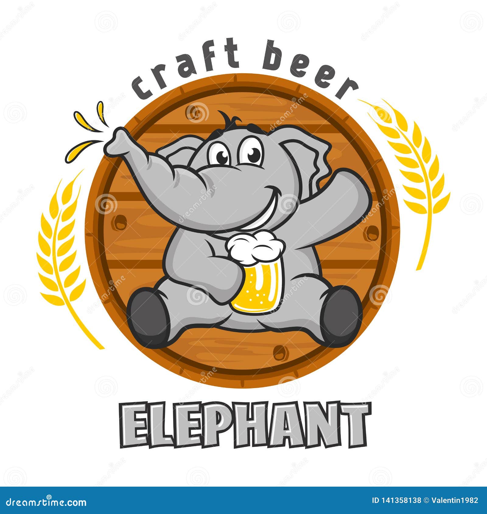 Elephant Beer Logo. Vector Illustration. Stock Vector Illustration of