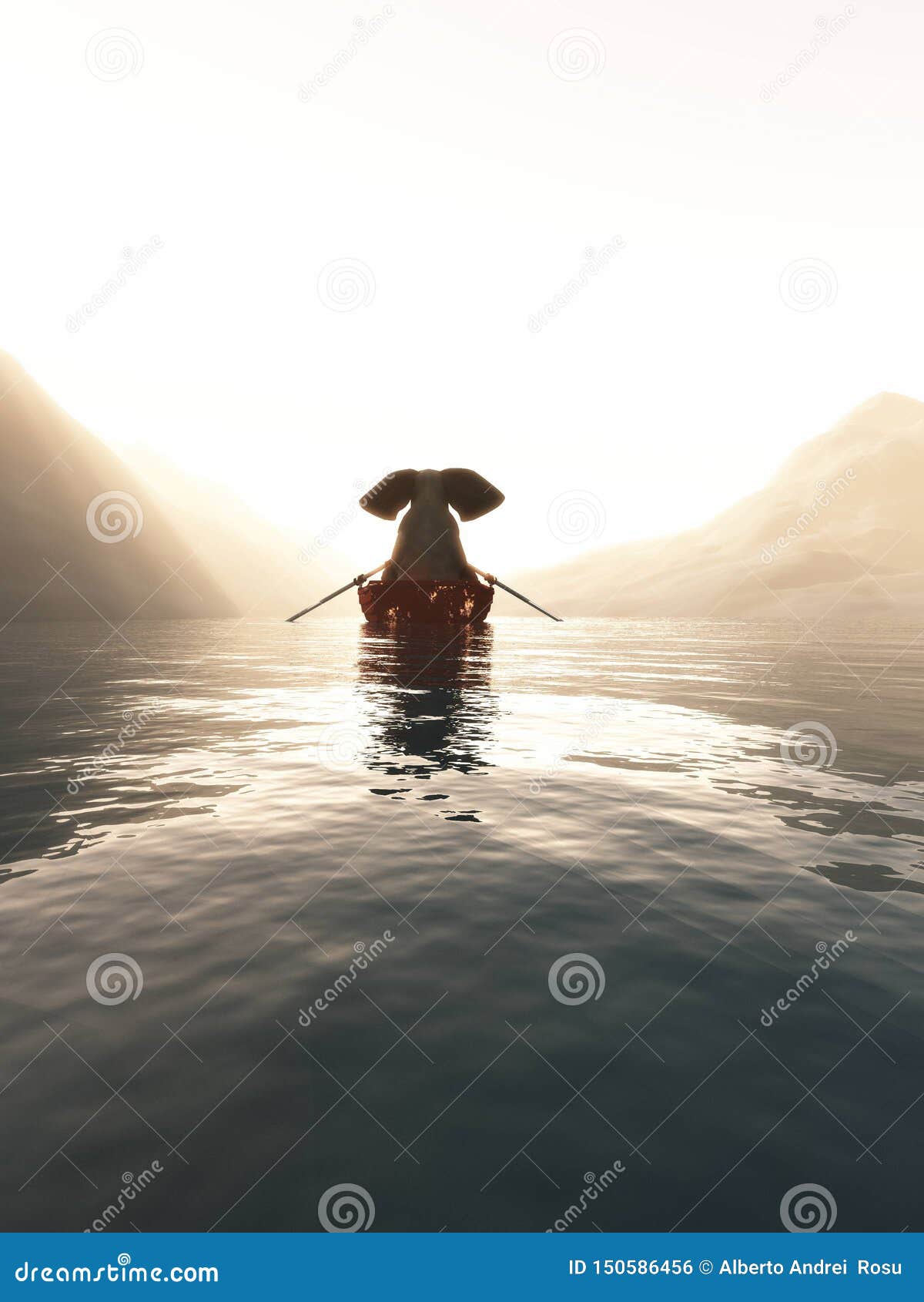 Elephant in a boat stock photo. Image of happiness, river 150586456