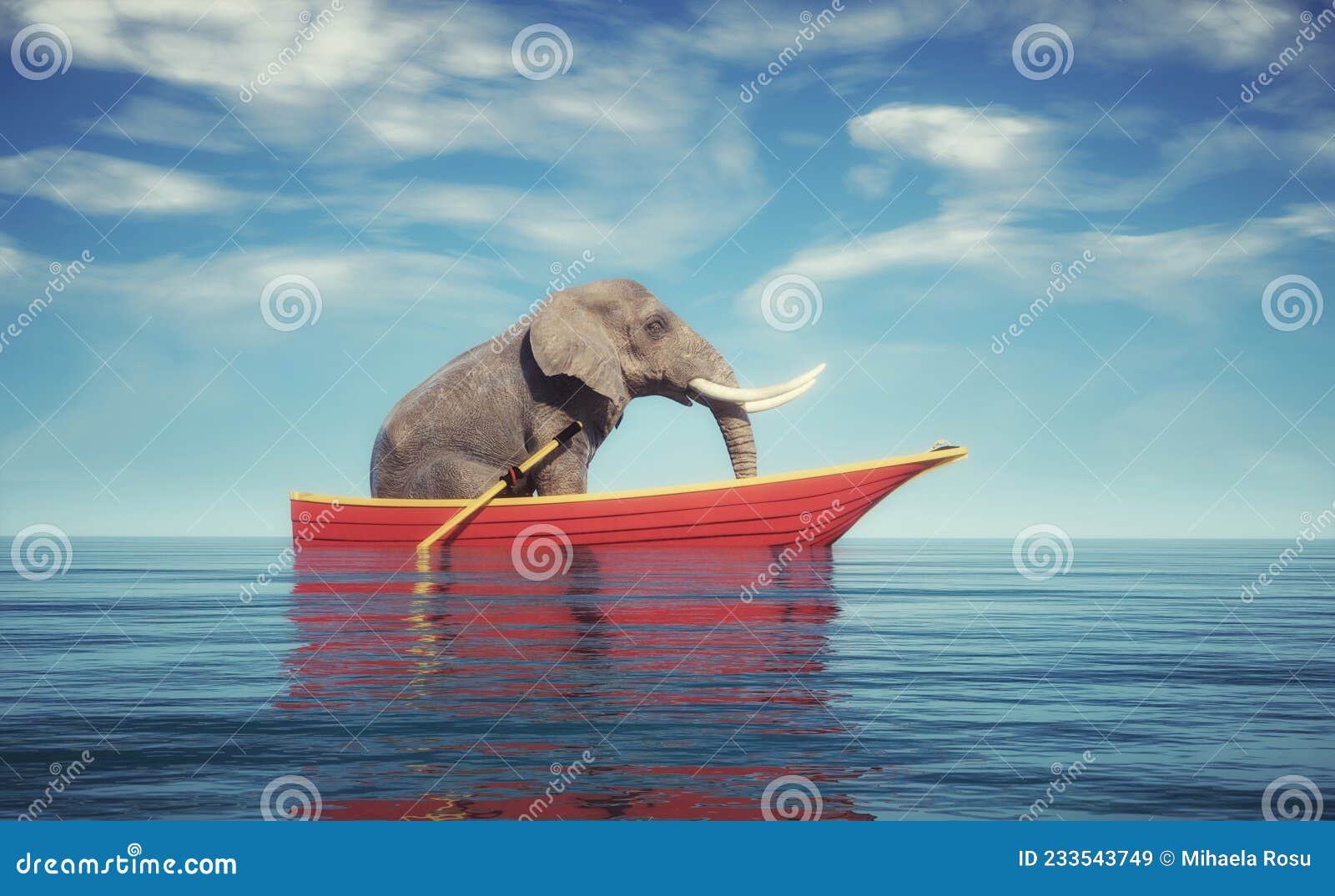 Elephant on a Boat in the Ocean Stock Illustration Illustration of