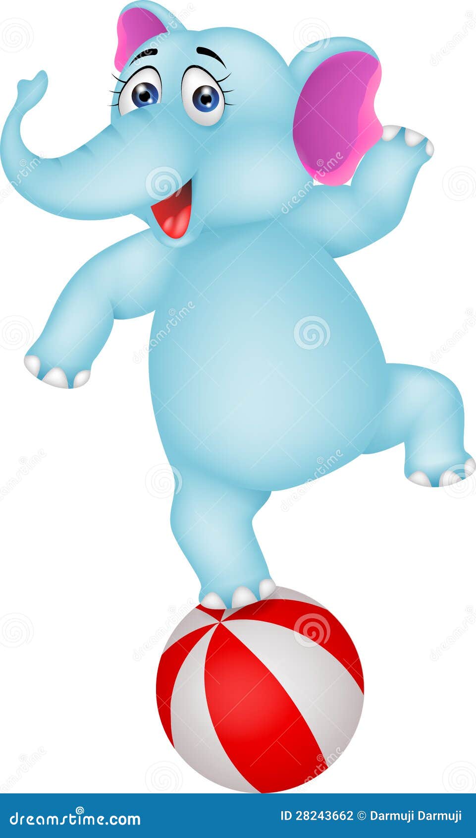 Illustration of elephant cartoon on ball