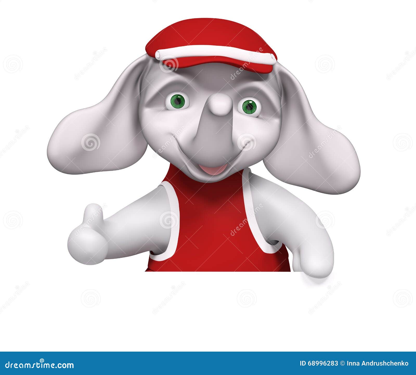 Elephant Cartoon with Poster, Showing Cool Sign 3d Rendering Stock