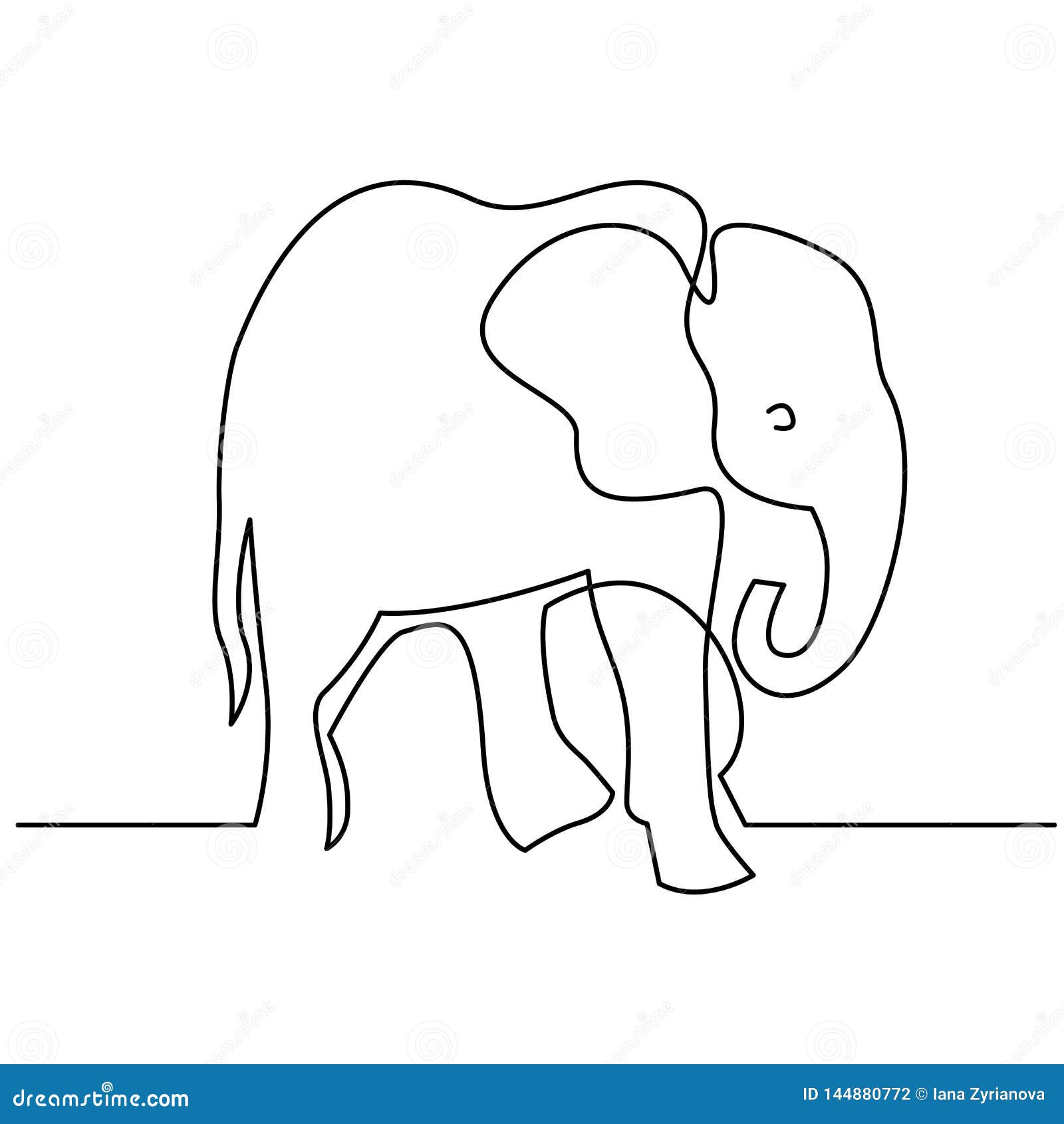Рисунок слона при помощи одной линии Dreamstime