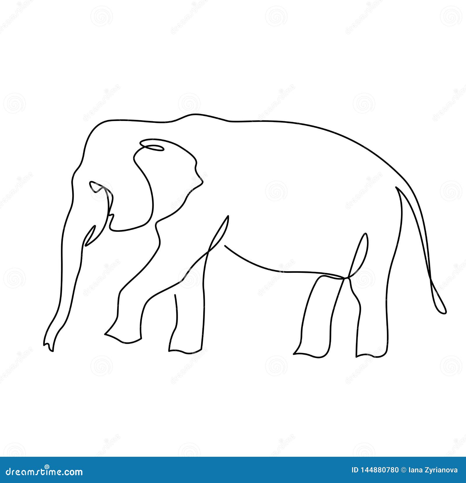 Elephant Continuous One Line Drawings Set Stock Vector