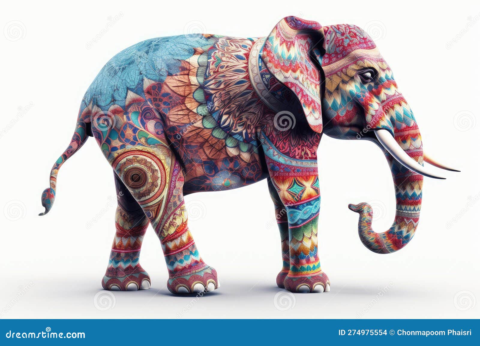 elephant: a whimsical and charming  featuring an elephant in a retro style, with playful patterns and bright colors.