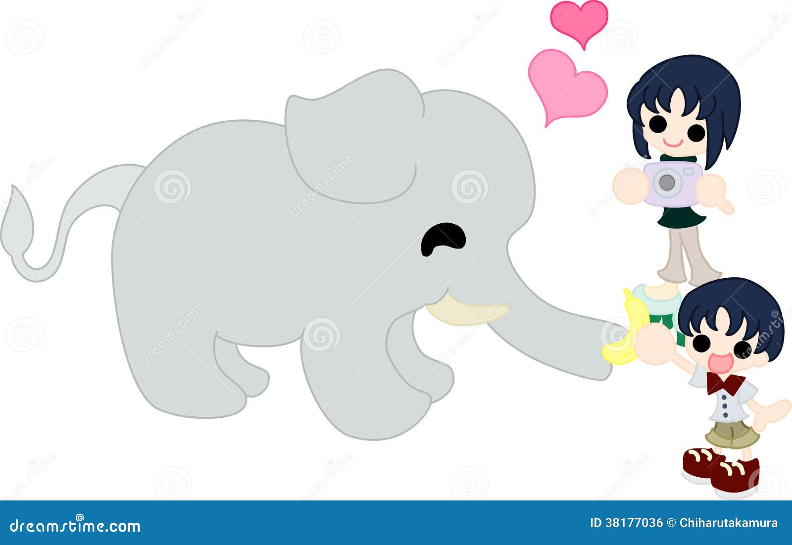 An Elephant Eating a Banana Stock Vector - Illustration of parent, clip