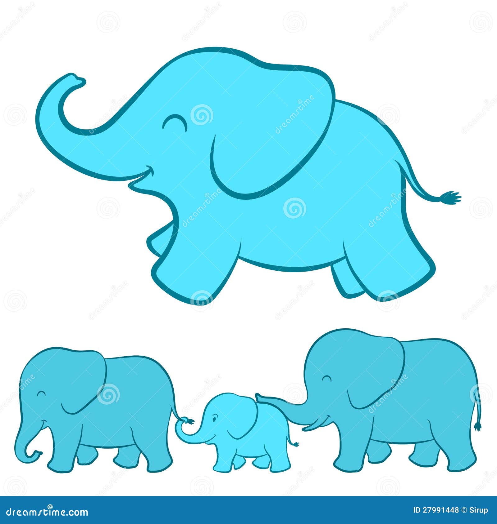 Elephant Family Cartoon Illustration 27991448 - Megapixl