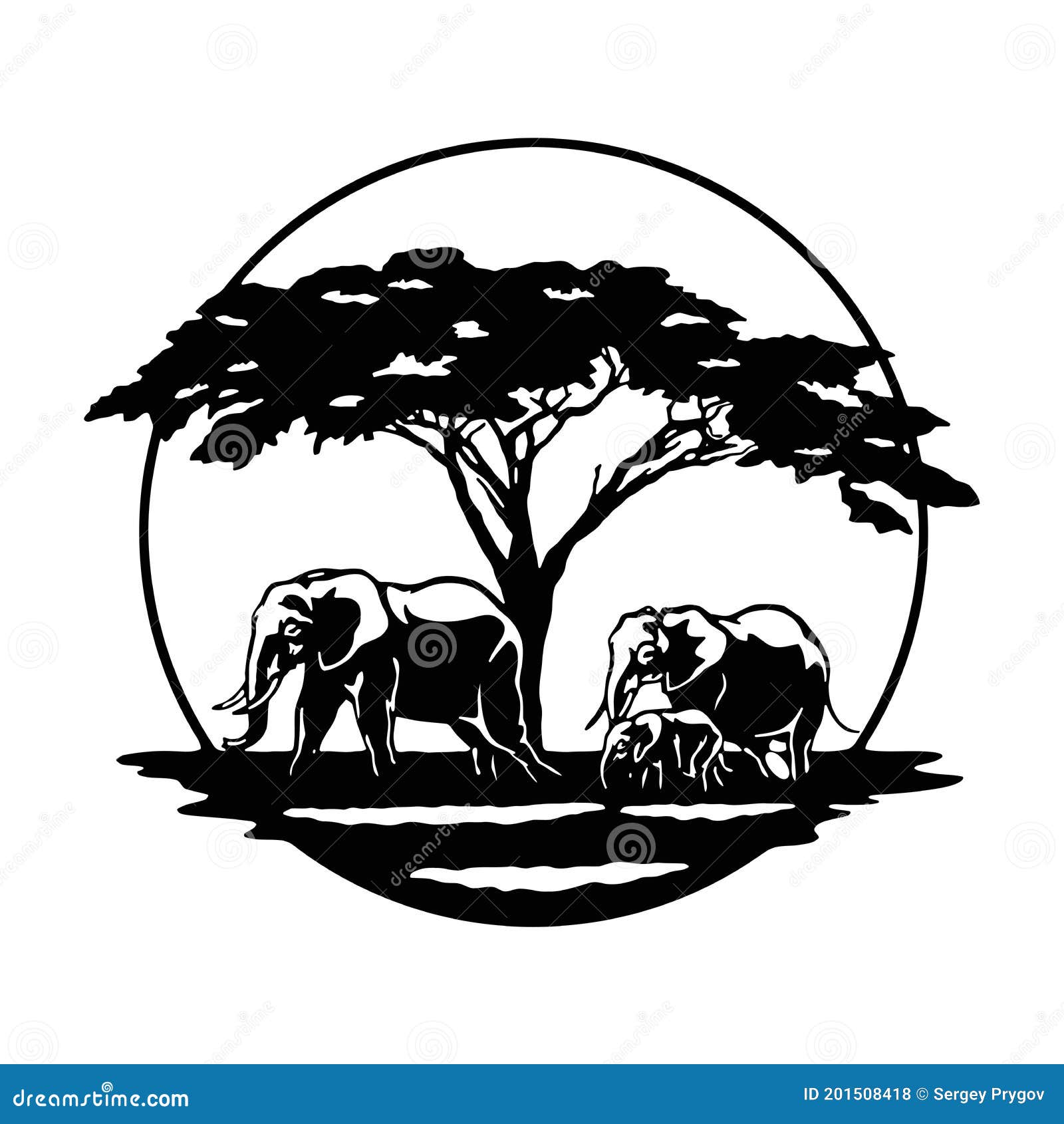 Elephant Family, Savanna, Africa Wildlife, Wildlife Stencils - Forest