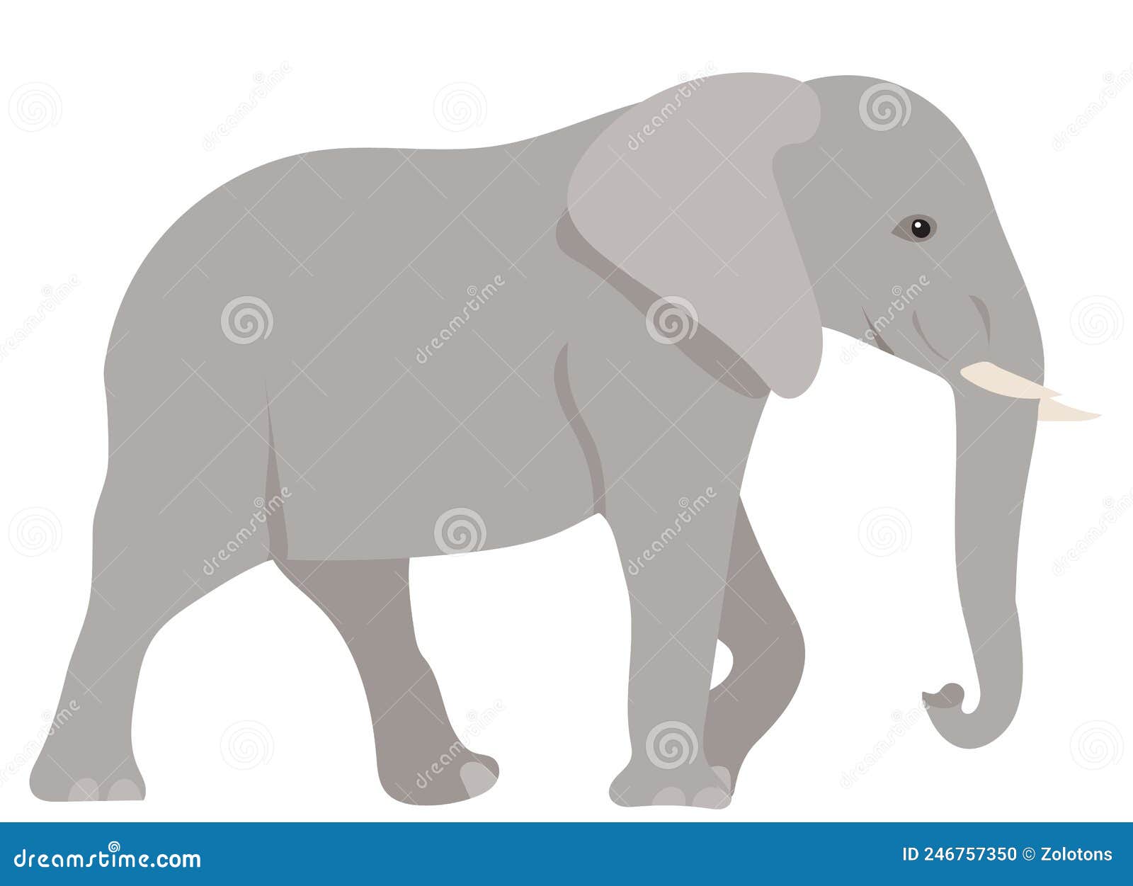 Elephant Flat Style Vector Illustration Profile Side | CartoonDealer