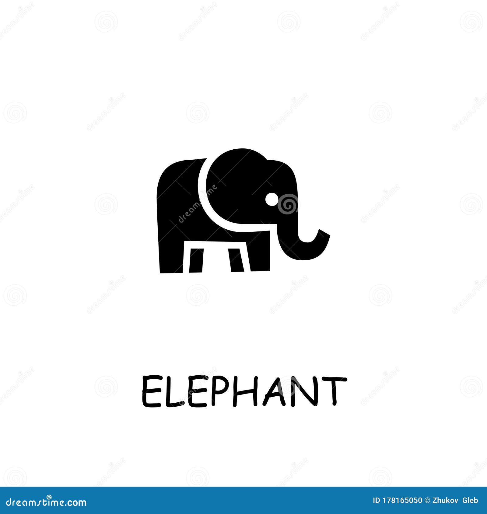 Elephant Flat Style Vector Illustration Profile Side | CartoonDealer