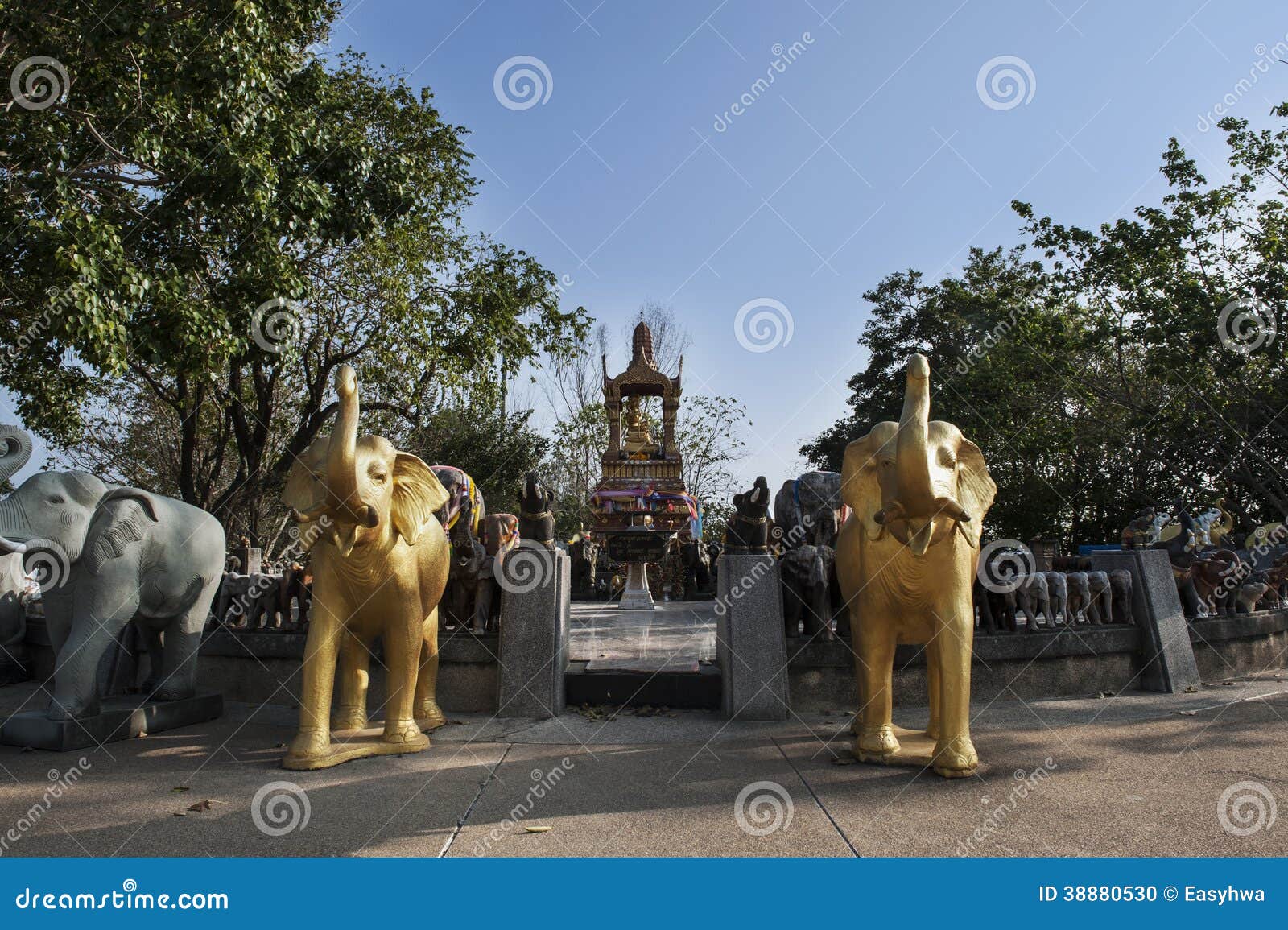 Elephant and the Four Faced Buddha Stock Photo - Image of deity ...