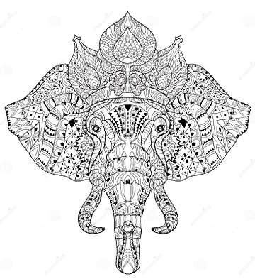 Elephant Head Doodle on White Vector Sketch. Stock Vector ...