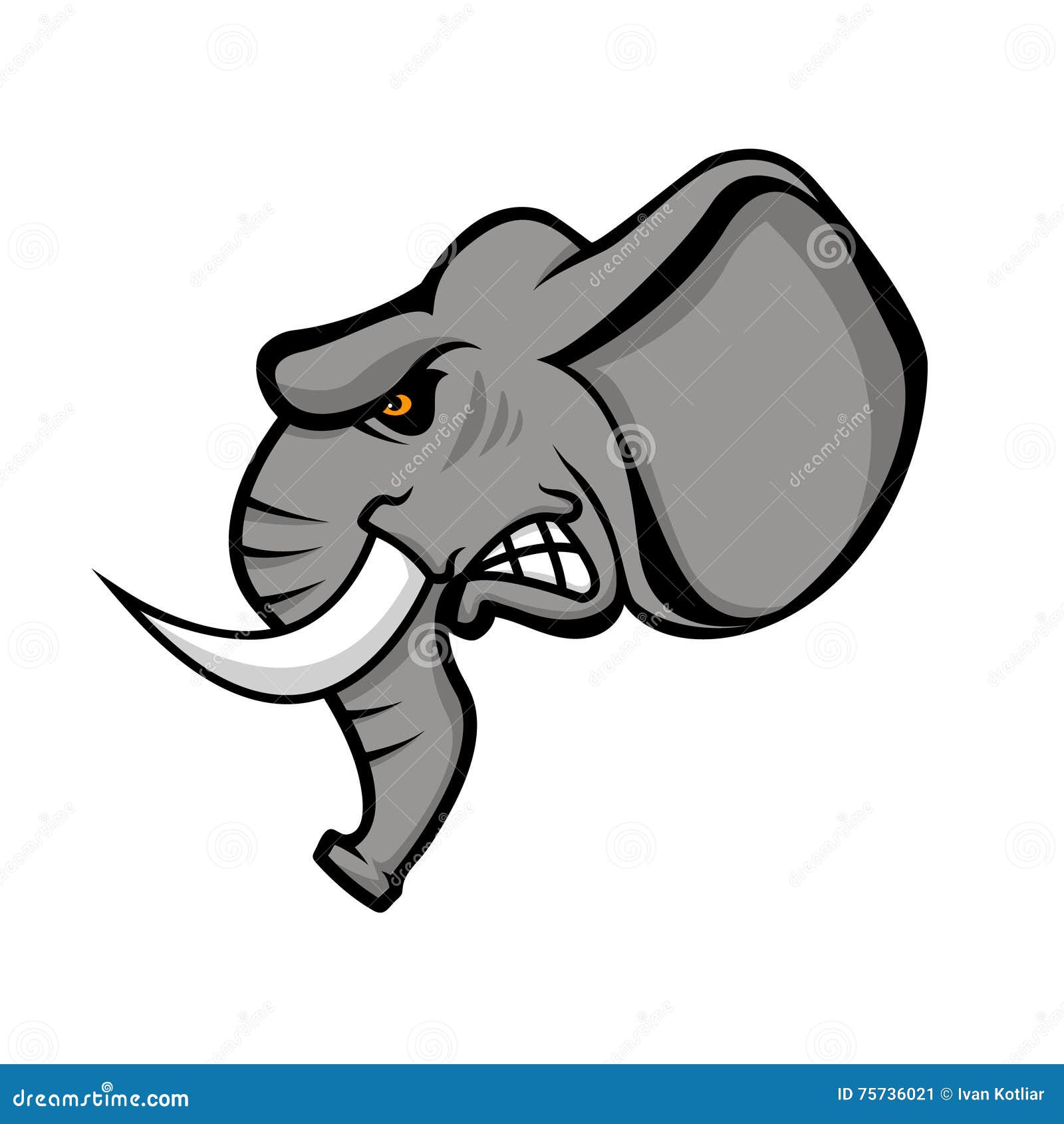 Bakkerij Demonstreer Uitstekend Elephant Head Isolated on White Background. Sport Team or Club E Stock  Vector - Illustration of beast, mammal: 75736021