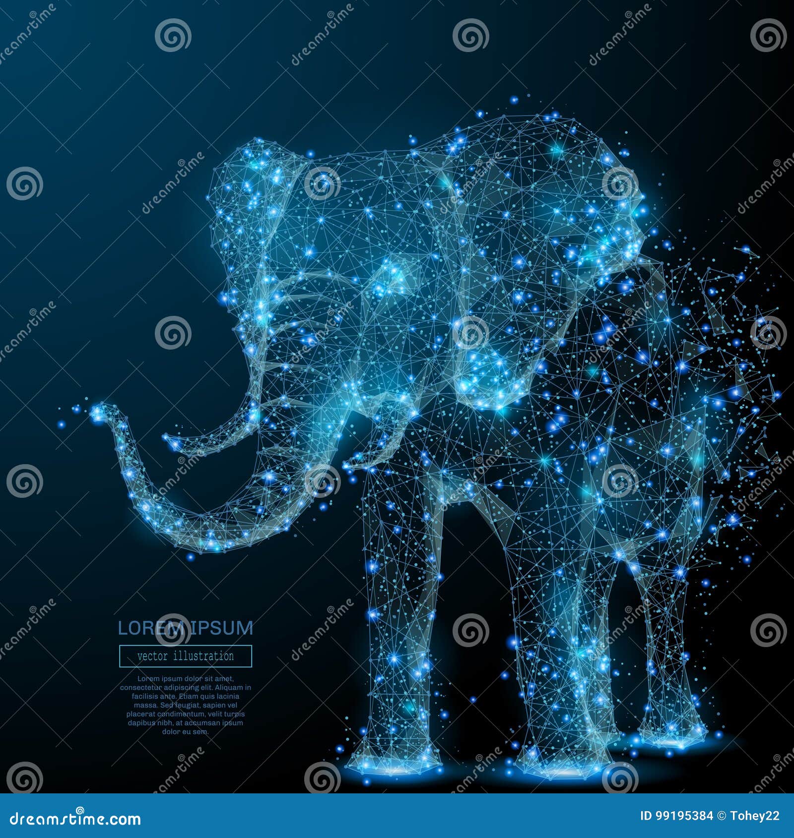 elephant low poly blue