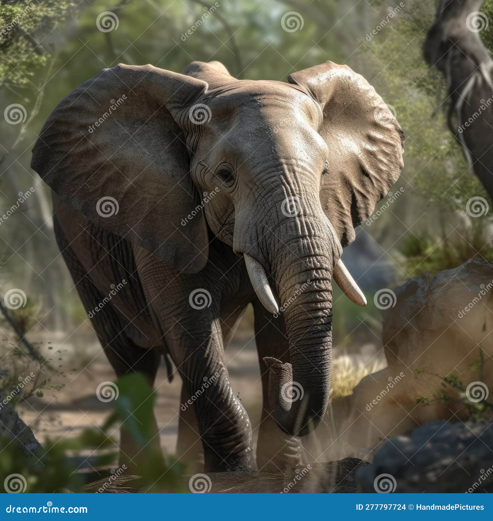 Elephant in Natural Habitat (generative AI Stock Illustration
