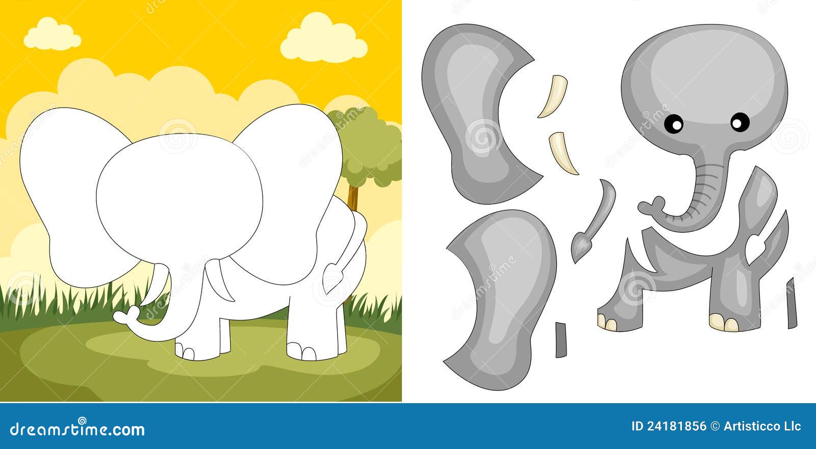 Elephant puzzle stock vector. Image of shape, park, children - 24181856