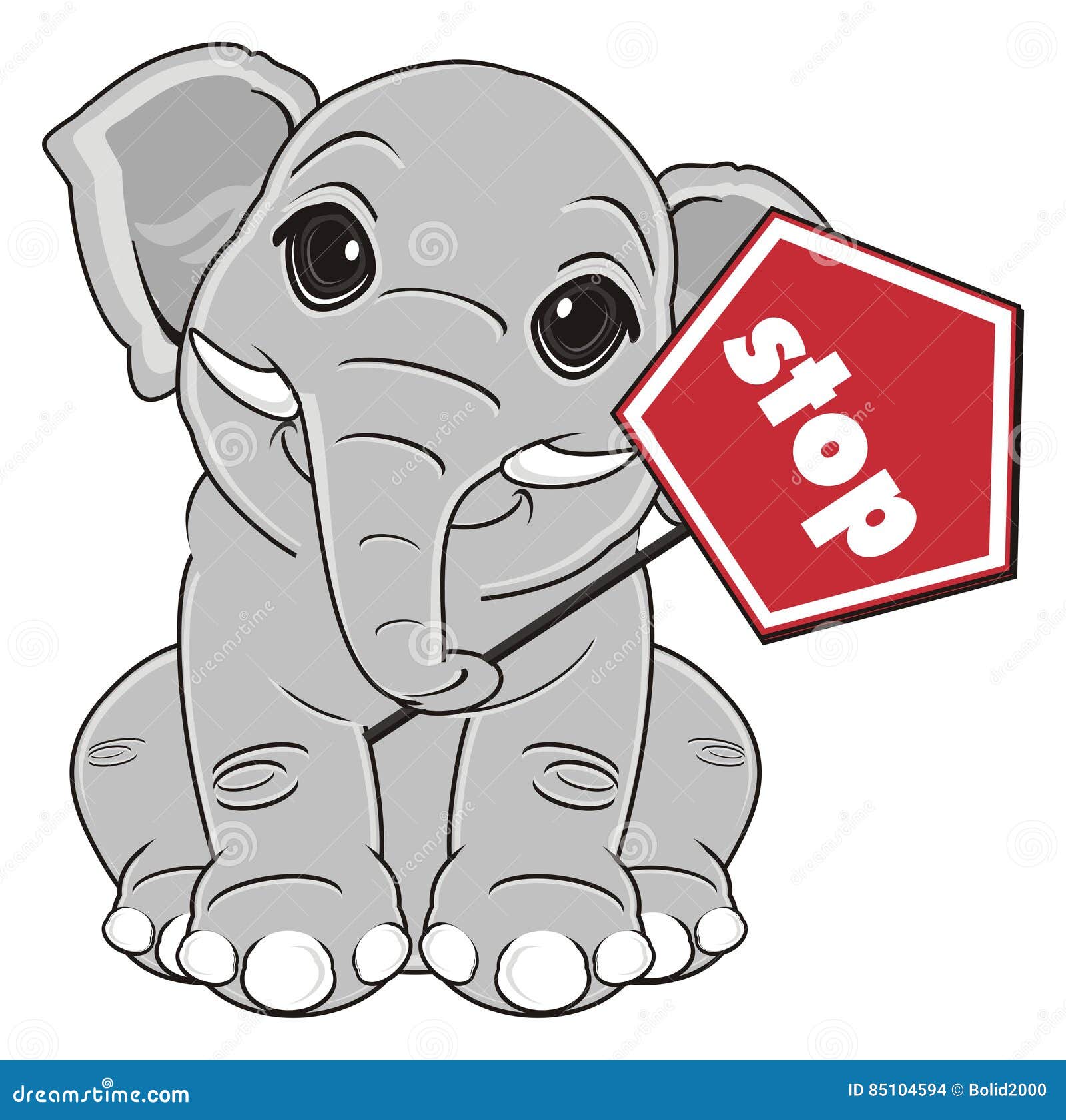 Elephant say stop stock illustration. Illustration of elephant 85104594