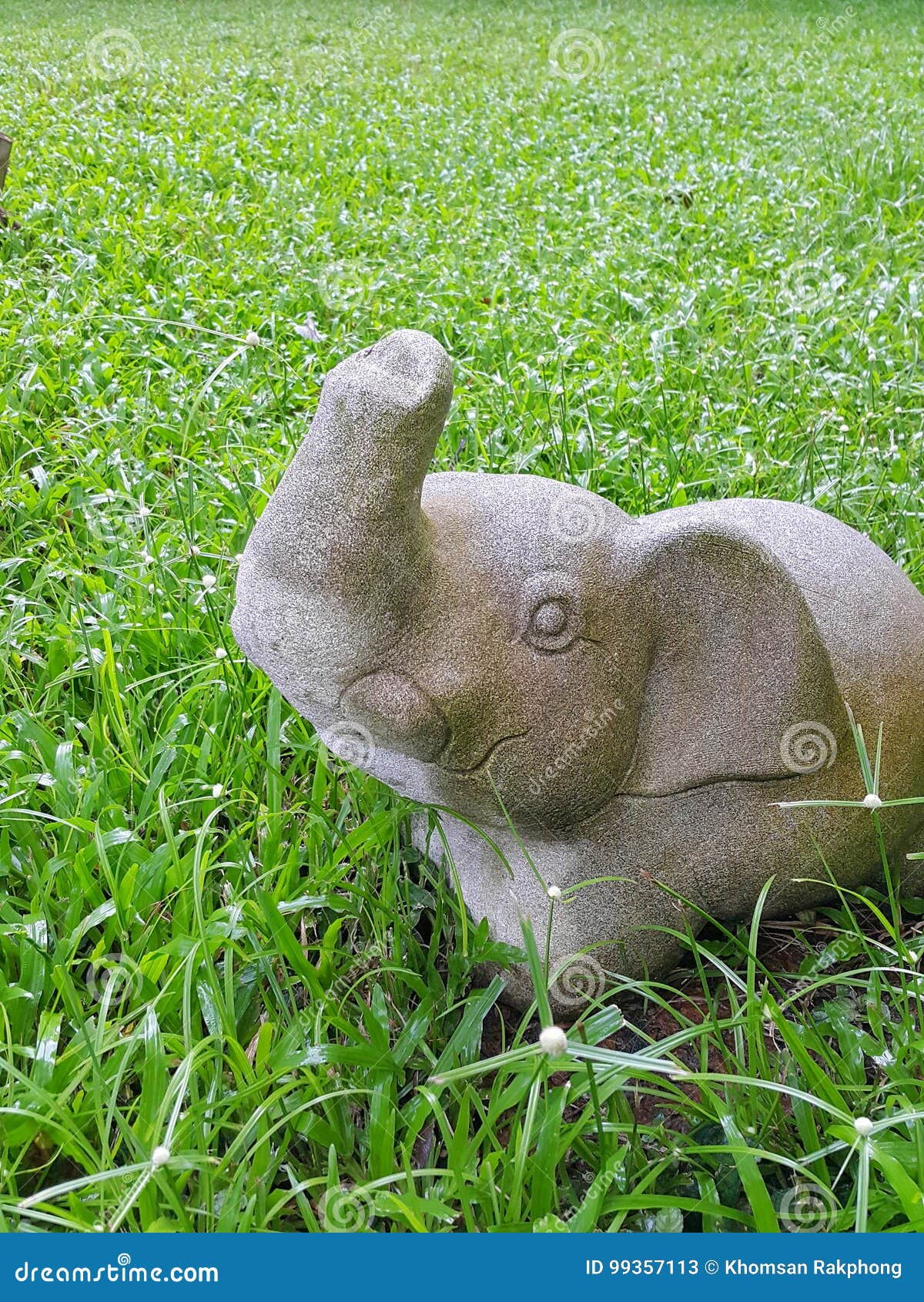 Elephant Statue in the Lawn. Stock Image Image of farm, floral 99357113