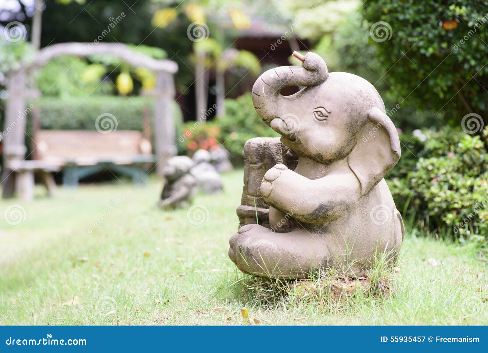Elephant Statue on the Lawn Stock Image Image of antique, travel