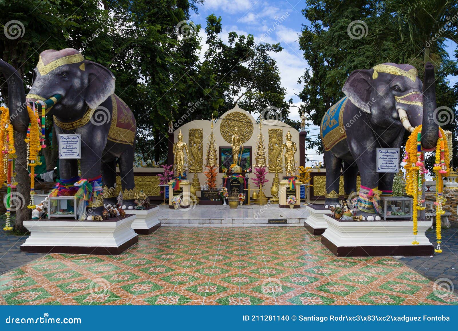 Elephant Statues at Wat Phra that Doi Kham Editorial Image - Image of ...
