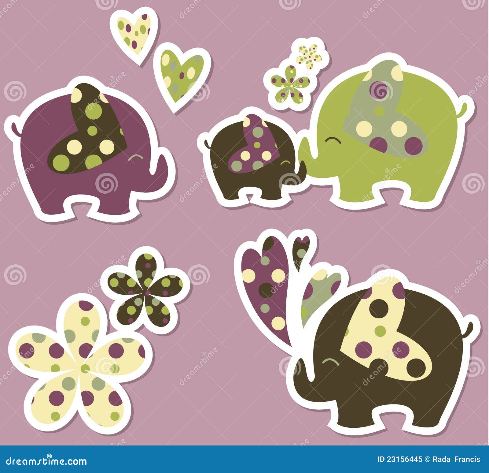 Elephant stickers stock illustration. Illustration of embellishment