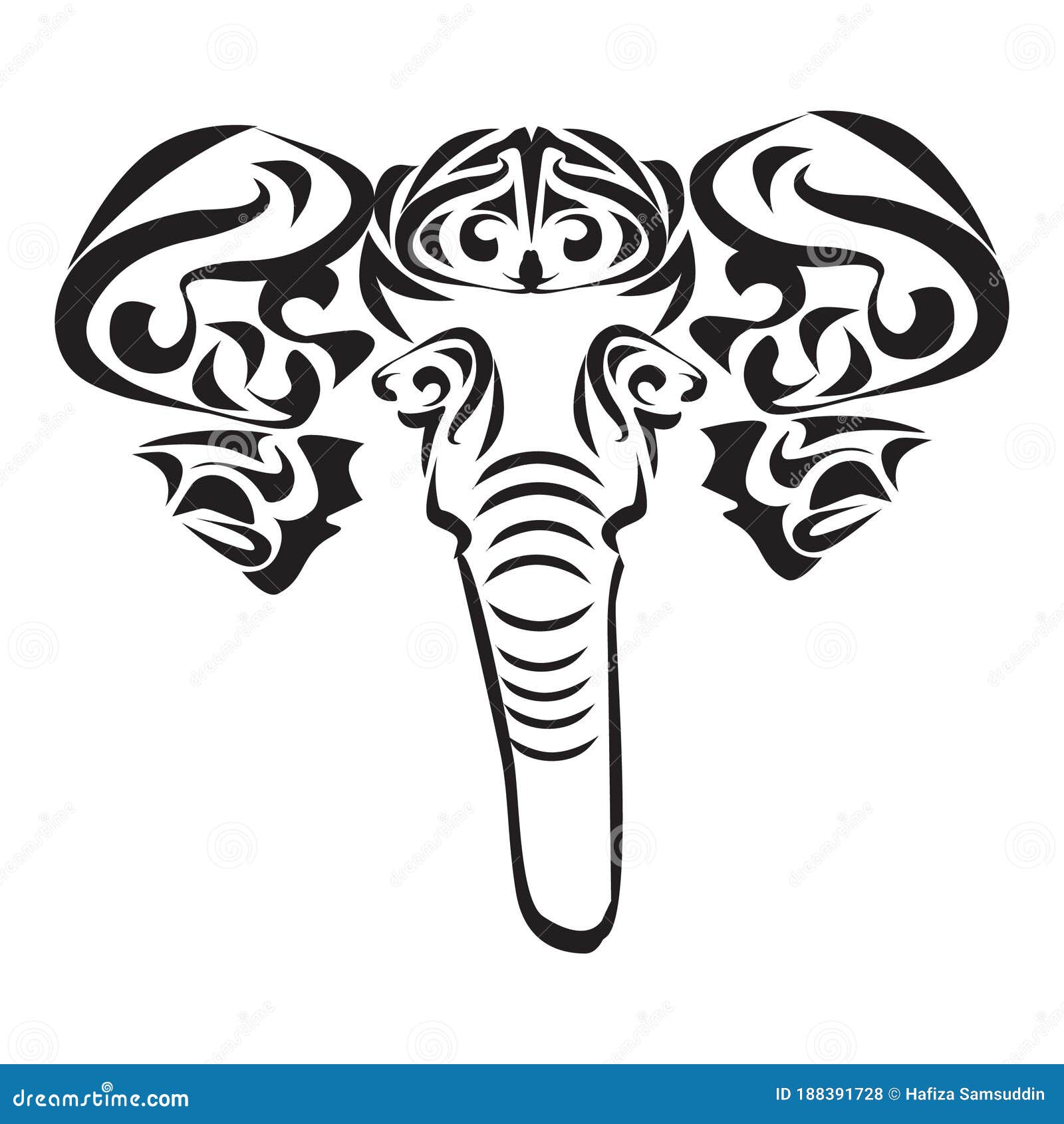 Elephant head tattoo design Royalty Free Vector Image