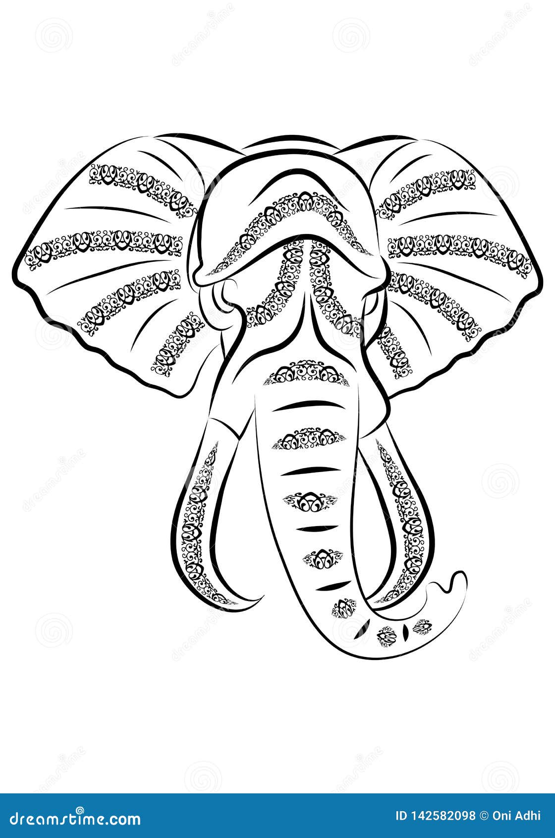 Personligt ødemark buket Elephant Traditonal Ornament Tattoo Stock Illustration - Illustration of  design, animal: 142582098
