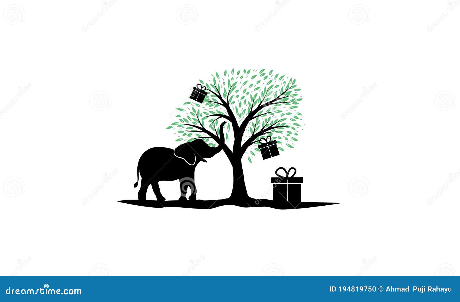 Elephant with Tree and Box Logo Design Stock Vector Illustration of